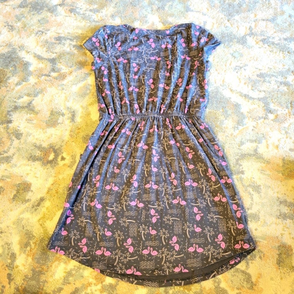 Circo Flamingo Cinch Waist Casual Tropical Dress